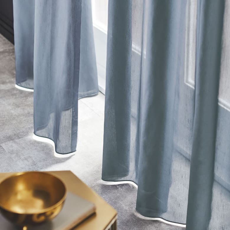 ロンドンの街並みに反射する太陽 レースカーテン｜防炎