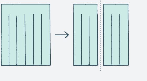 カーテン2分割（1枚のカーテンを2枚にします）