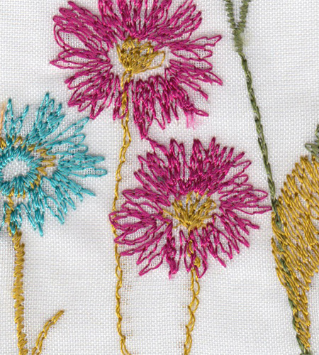 窓辺に浮かぶ草花の刺繍 レースカーテン